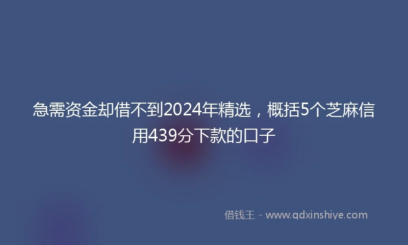 急需资金却借不到2024年精选，概括5个芝麻信用439分下款的口子
