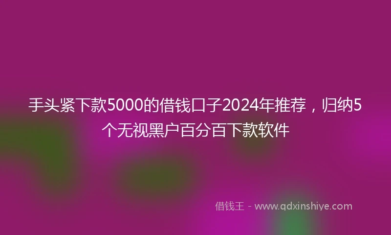 手头紧下款5000的借钱口子2024年推荐，归纳5个无视黑户百分百下款软件