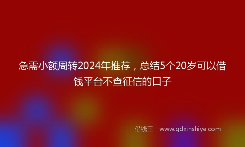 急需小额周转2024年推荐，总结5个20岁可以借钱平台不查征信的口子