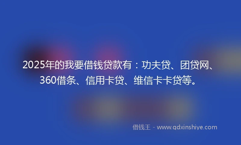2025年的我要借钱贷款有：功夫贷、团贷网、360借条、信用卡贷、维信卡卡贷等。