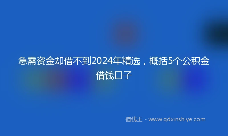 急需资金却借不到2024年精选，概括5个公积金借钱口子