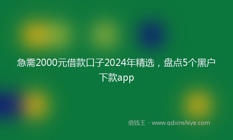 急需2000元借款口子2024年精选,盘点5个黑户下款app