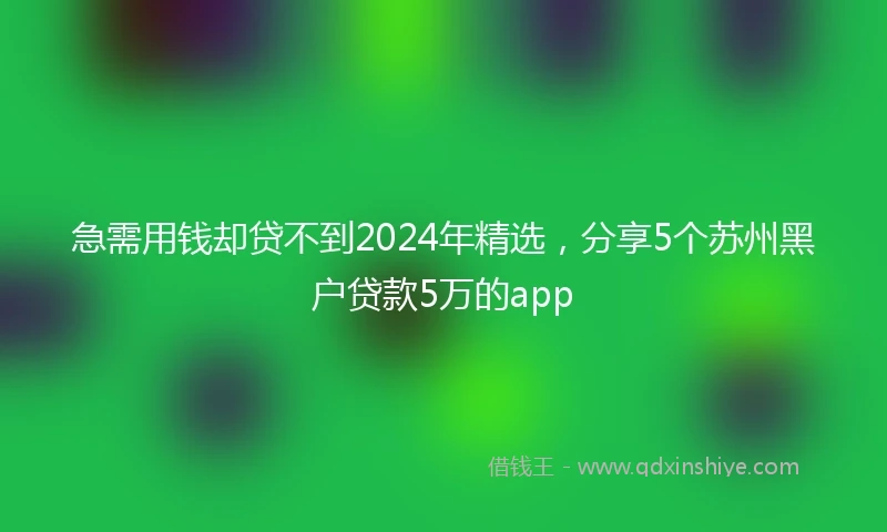 急需用钱却贷不到2024年精选，分享5个苏州黑户贷款5万的app