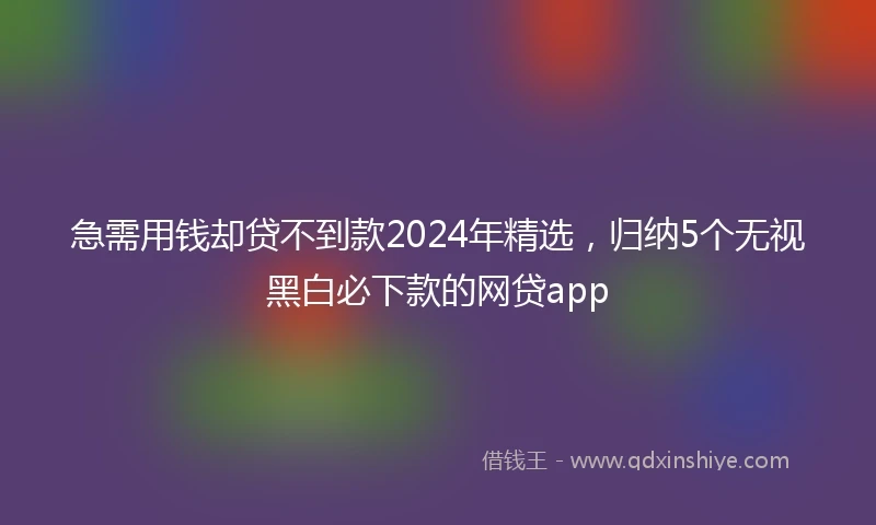 急需用钱却贷不到款2024年精选，归纳5个无视黑白必下款的网贷app