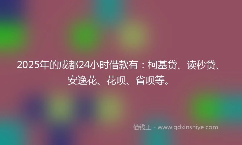 2025年的成都24小时借款有：柯基贷、读秒贷、安逸花、花呗、省呗等。
