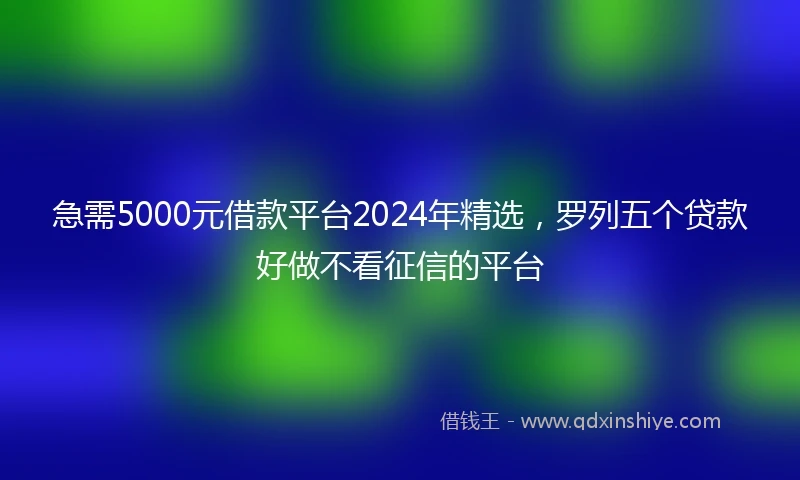 急需5000元借款平台2024年精选，罗列五个贷款好做不看征信的平台
