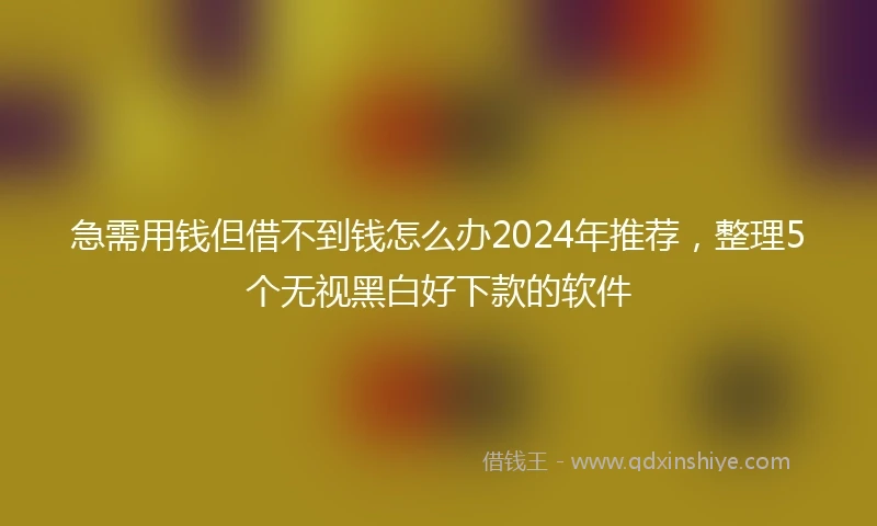 急需用钱但借不到钱怎么办2024年推荐，整理5个无视黑白好下款的软件