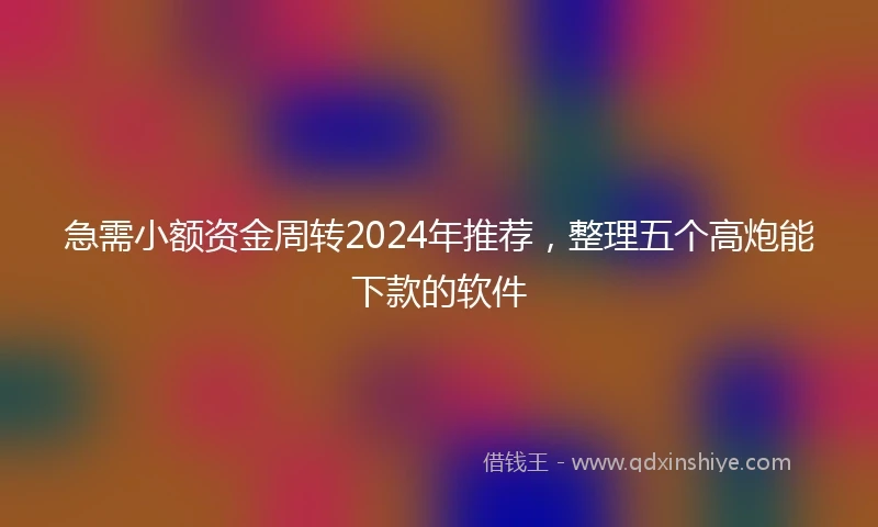 急需小额资金周转2024年推荐，整理五个高炮能下款的软件