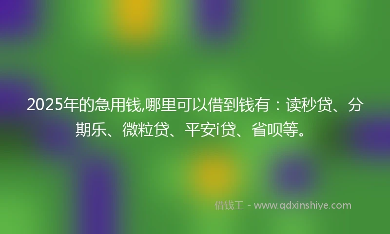 2025年的急用钱,哪里可以借到钱有：读秒贷、分期乐、微粒贷、平安i贷、省呗等。