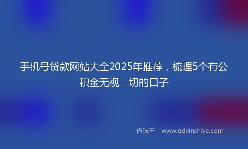 手机号贷款网站大全2025年推荐，梳理5个有公积金无视一切的口子