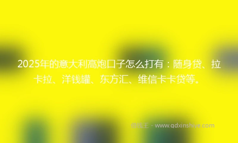 2025年的意大利高炮口子怎么打有：随身贷、拉卡拉、洋钱罐、东方汇、维信卡卡贷等。