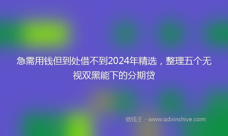 急需用钱但到处借不到2024年精选，整理五个无视双黑能下的分期贷