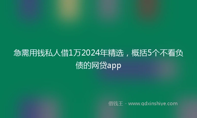 急需用钱私人借1万2024年精选，概括5个不看负债的网贷app