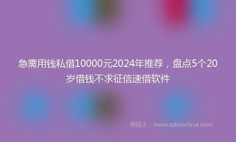 急需用钱私借10000元2024年推荐，盘点5个20岁借钱不求征信速借软件