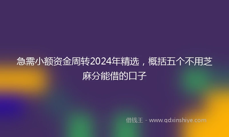 急需小额资金周转2024年精选，概括五个不用芝麻分能借的口子
