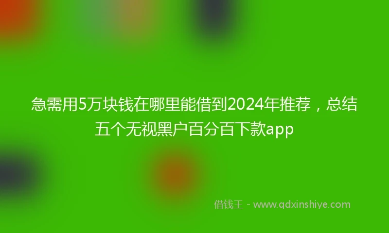 急需用5万块钱在哪里能借到2024年推荐，总结五个无视黑户百分百下款app