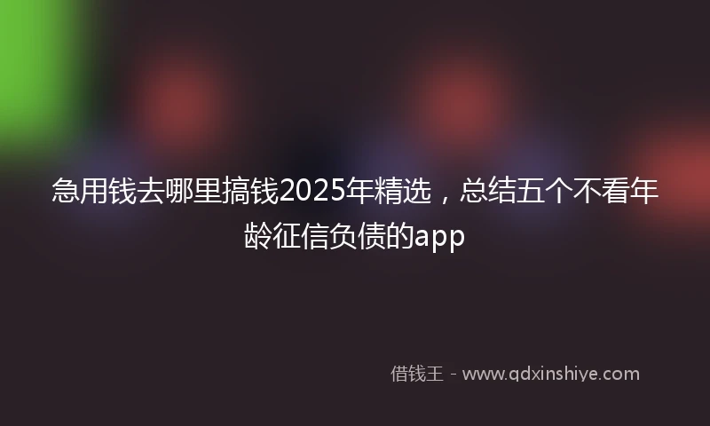 急用钱去哪里搞钱2025年精选，总结五个不看年龄征信负债的app