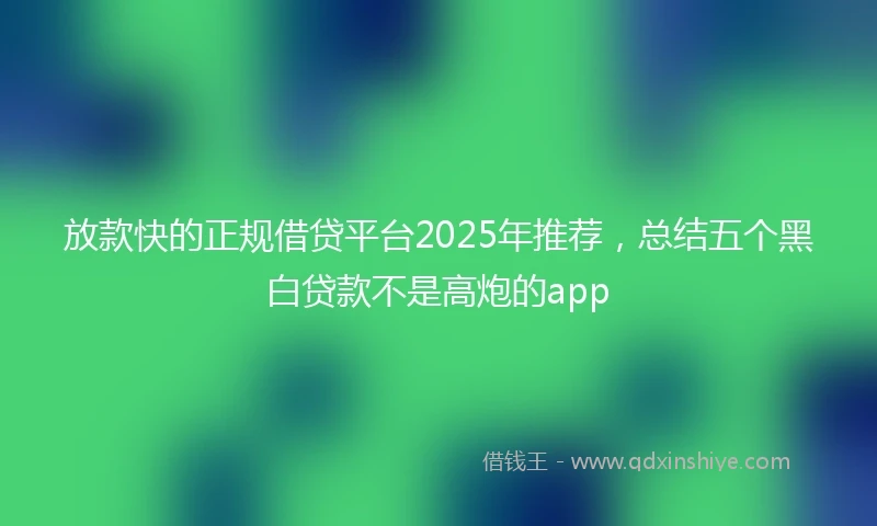 放款快的正规借贷平台2025年推荐，总结五个黑白贷款不是高炮的app