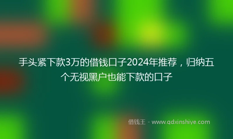 手头紧下款3万的借钱口子2024年推荐,归纳五个无视黑户也能下款的口子
