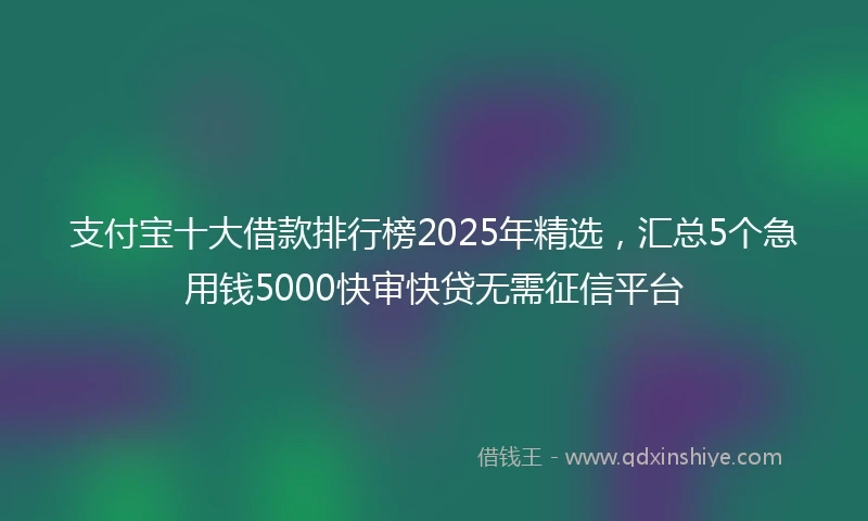 支付宝十大借款排行榜2025年精选，汇总5个急用钱5000快审快贷无需征信平台