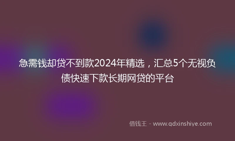 急需钱却贷不到款2024年精选，汇总5个无视负债快速下款长期网贷的平台