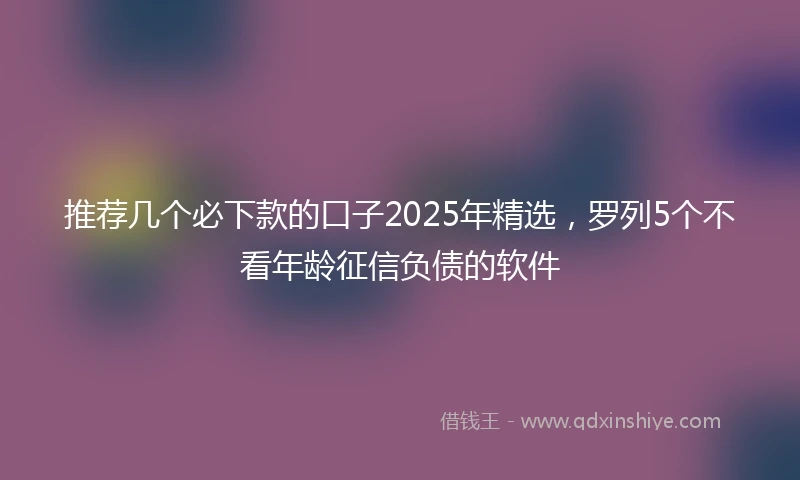 推荐几个必下款的口子2025年精选，罗列5个不看年龄征信负债的软件