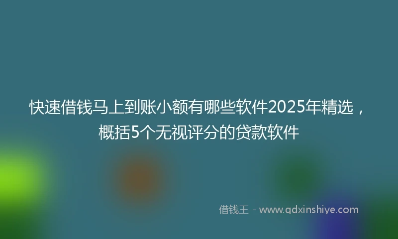 快速借钱马上到账小额有哪些软件2025年精选，概括5个无视评分的贷款软件