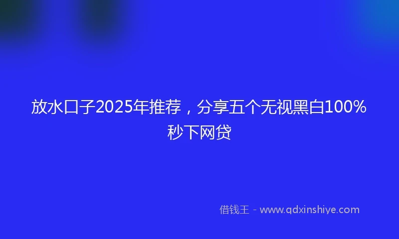 放水口子2025年推荐，分享五个无视黑白100%秒下网贷