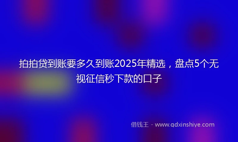 拍拍贷到账要多久到账2025年精选，盘点5个无视征信秒下款的口子