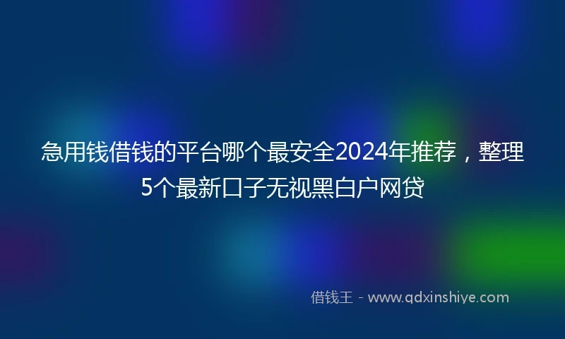 急用钱借钱的平台哪个最安全2024年推荐，整理5个最新口子无视黑白户网贷