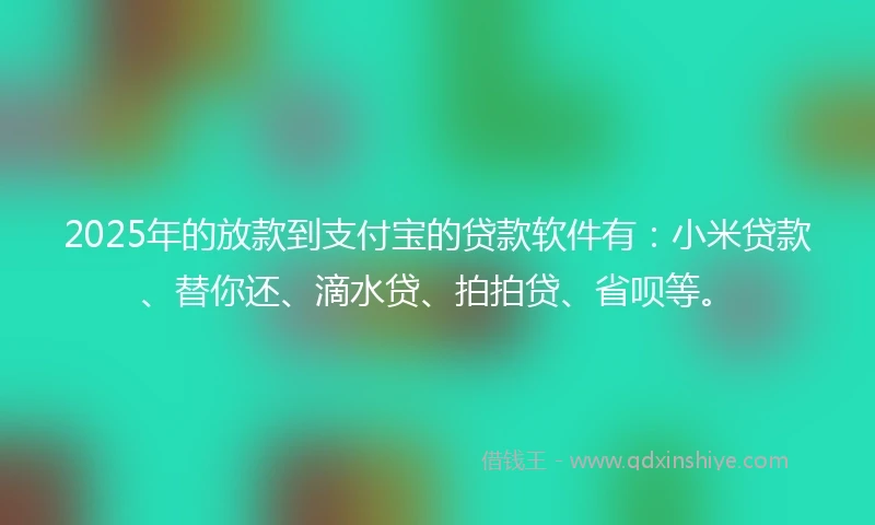 2025年的放款到支付宝的贷款软件有：小米贷款、替你还、滴水贷、拍拍贷、省呗等。