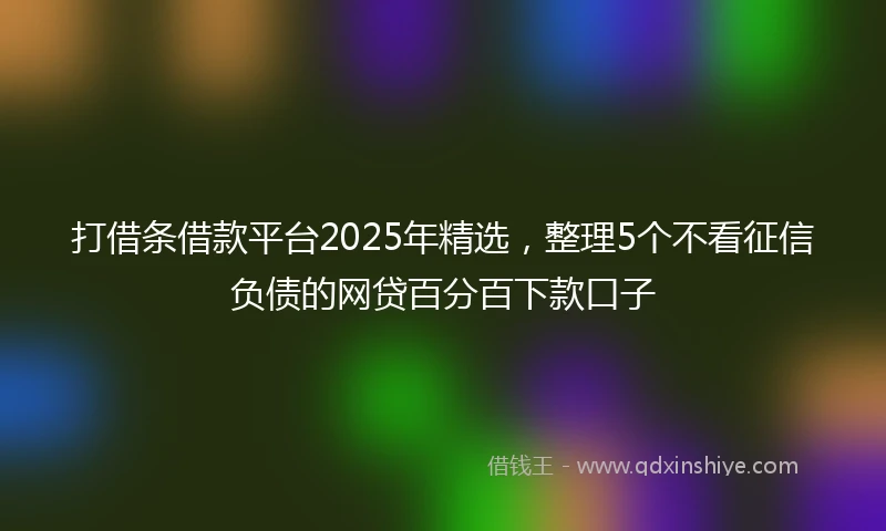 打借条借款平台2025年精选，整理5个不看征信负债的网贷百分百下款口子