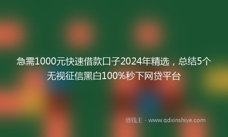 急需1000元快速借款口子2024年精选,总结5个无视征信黑白100%秒下网贷平台