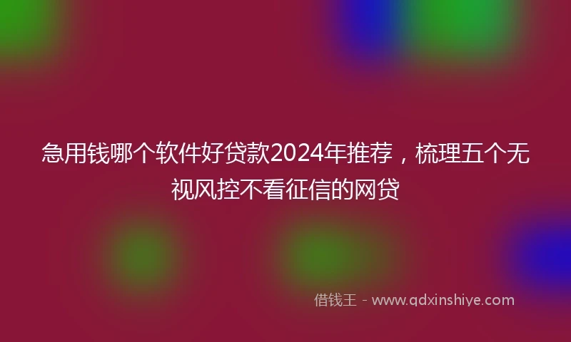 急用钱哪个软件好贷款2024年推荐，梳理五个无视风控不看征信的网贷