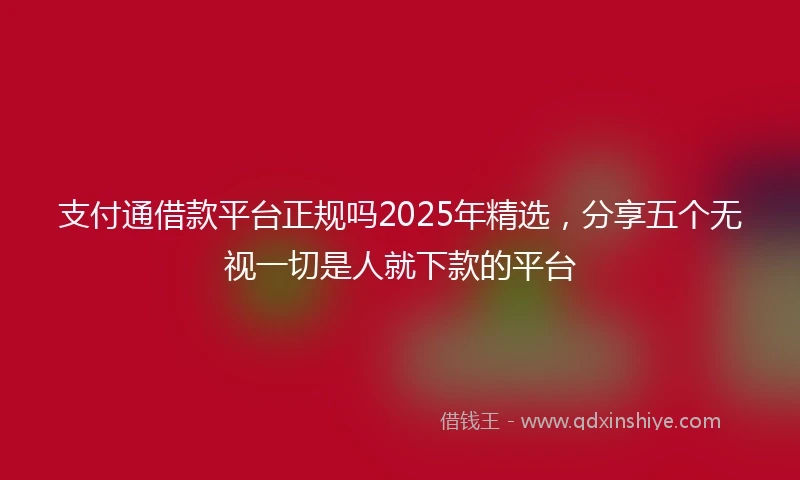 支付通借款平台正规吗2025年精选，分享五个无视一切是人就下款的平台