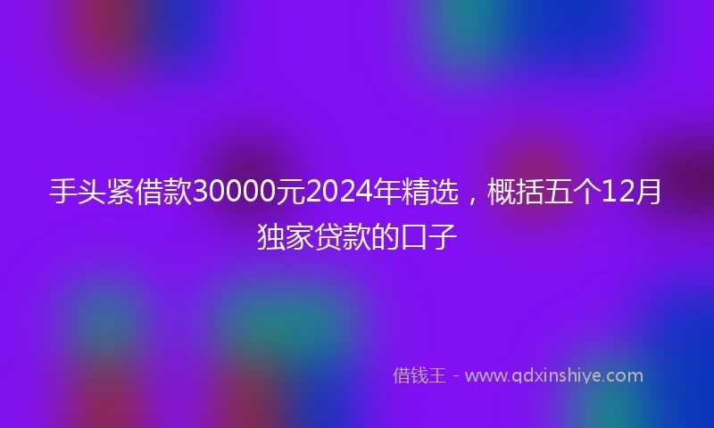 手头紧借款30000元2024年精选，概括五个12月独家贷款的口子