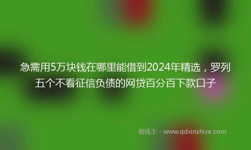 急需用5万块钱在哪里能借到2024年精选，罗列五个不看征信负债的网贷百分百下款口子