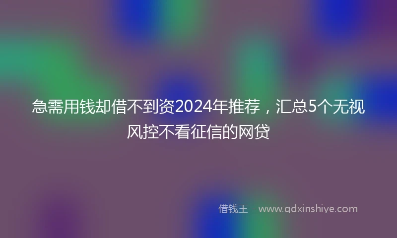 急需用钱却借不到资2024年推荐，汇总5个无视风控不看征信的网贷