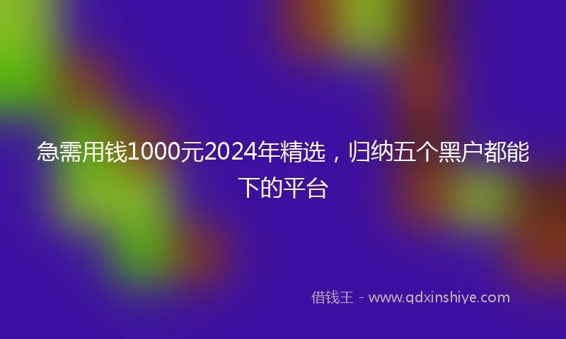 急需用钱1000元2024年精选，归纳五个黑户都能下的平台