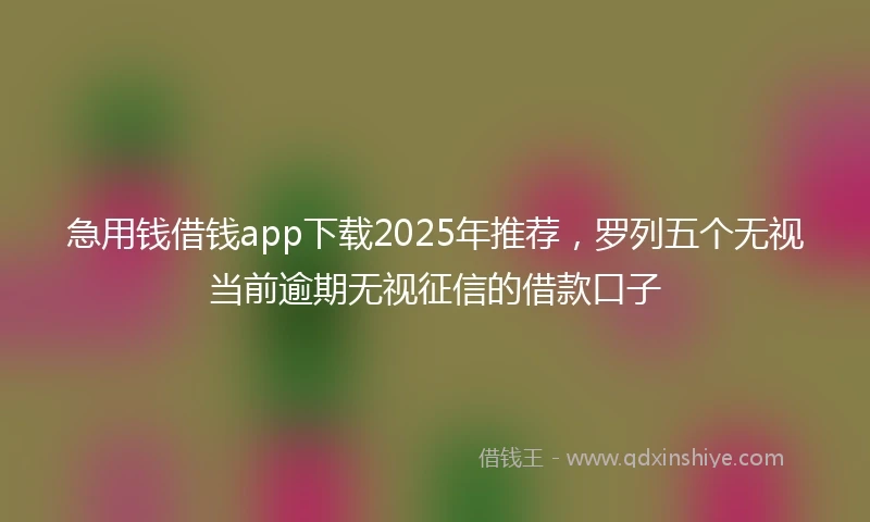 急用钱借钱app下载2025年推荐，罗列五个无视当前逾期无视征信的借款口子