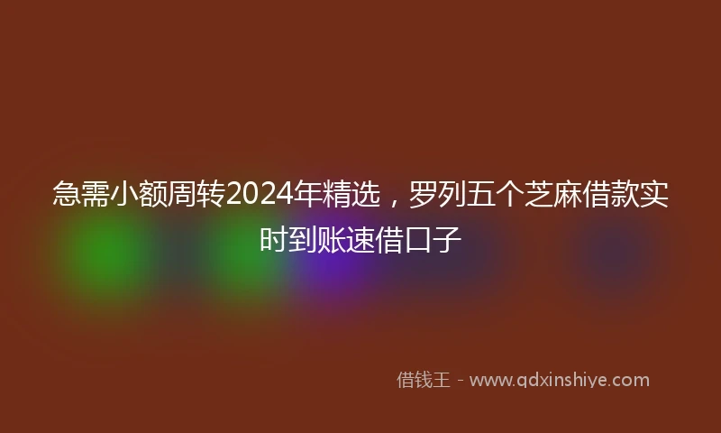 急需小额周转2024年精选，罗列五个芝麻借款实时到账速借口子