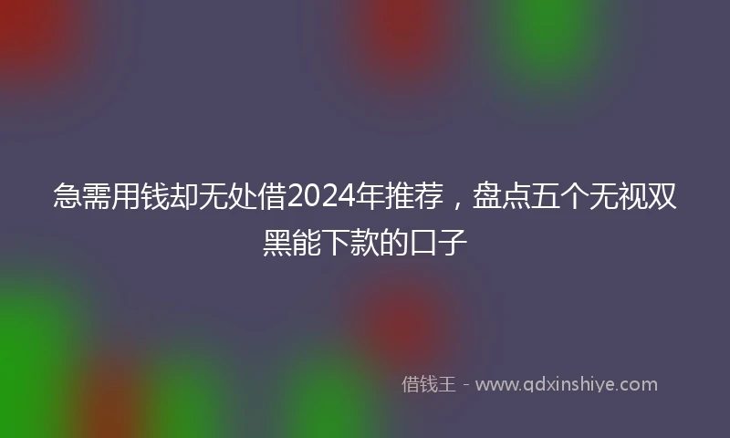 急需用钱却无处借2024年推荐，盘点五个无视双黑能下款的口子