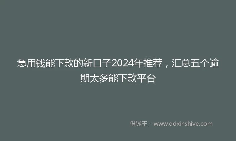 急用钱能下款的新口子2024年推荐，汇总五个逾期太多能下款平台