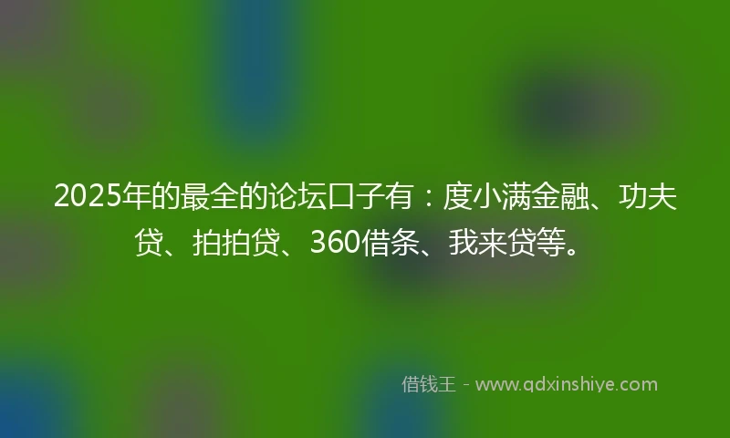2025年的最全的论坛口子有：度小满金融、功夫贷、拍拍贷、360借条、我来贷等。