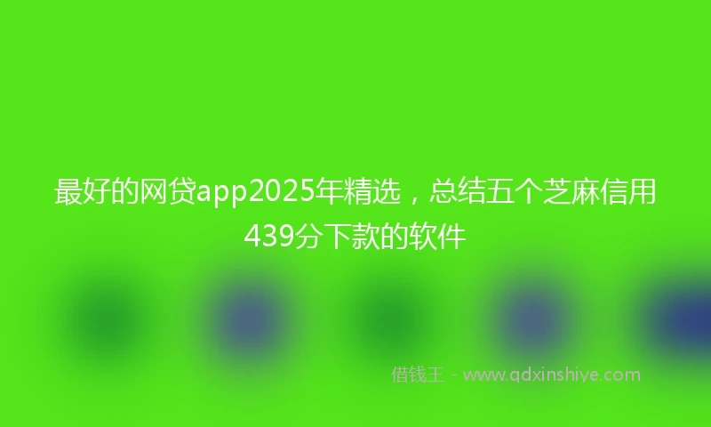 最好的网贷app2025年精选，总结五个芝麻信用439分下款的软件