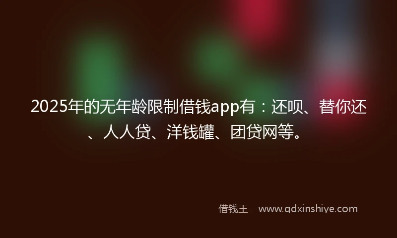 2025年的无年龄限制借钱app有：还呗、替你还、人人贷、洋钱罐、团贷网等。