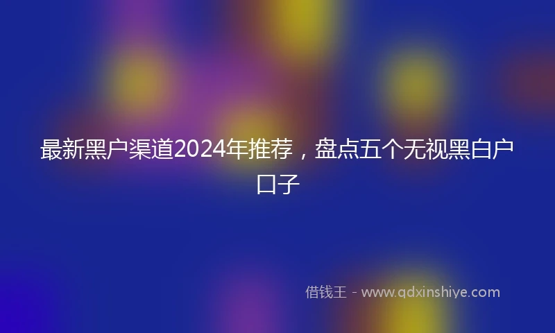 最新黑户渠道2024年推荐，盘点五个无视黑白户口子