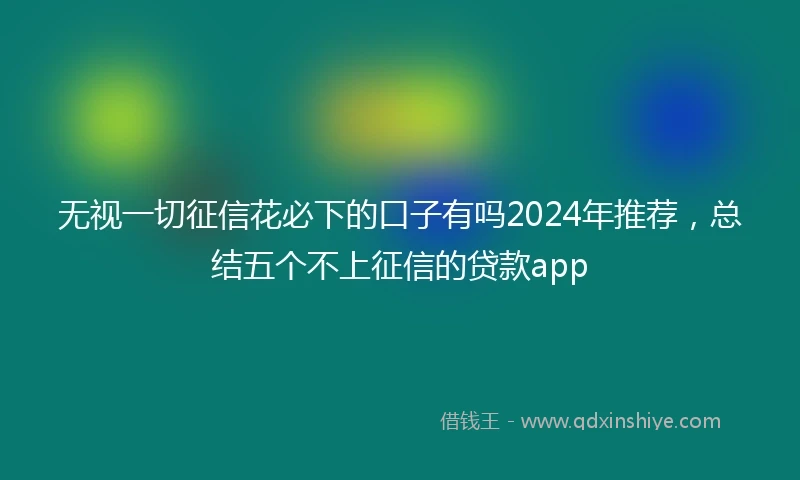 无视一切征信花必下的口子有吗2024年推荐，总结五个不上征信的贷款app
