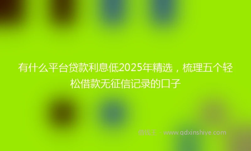 有什么平台贷款利息低2025年精选，梳理五个轻松借款无征信记录的口子