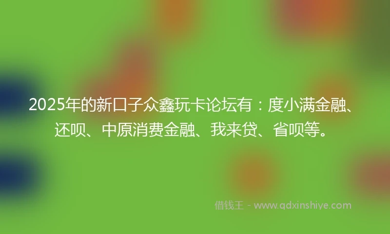 2025年的新口子众鑫玩卡论坛有：度小满金融、还呗、中原消费金融、我来贷、省呗等。